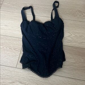 Black Women's Camisole with Metallic Stitching